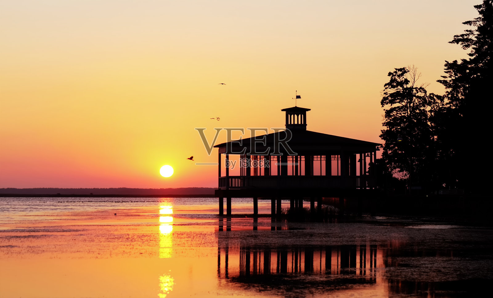 哈普萨鲁美丽的日出。爱沙尼亚照片摄影图片