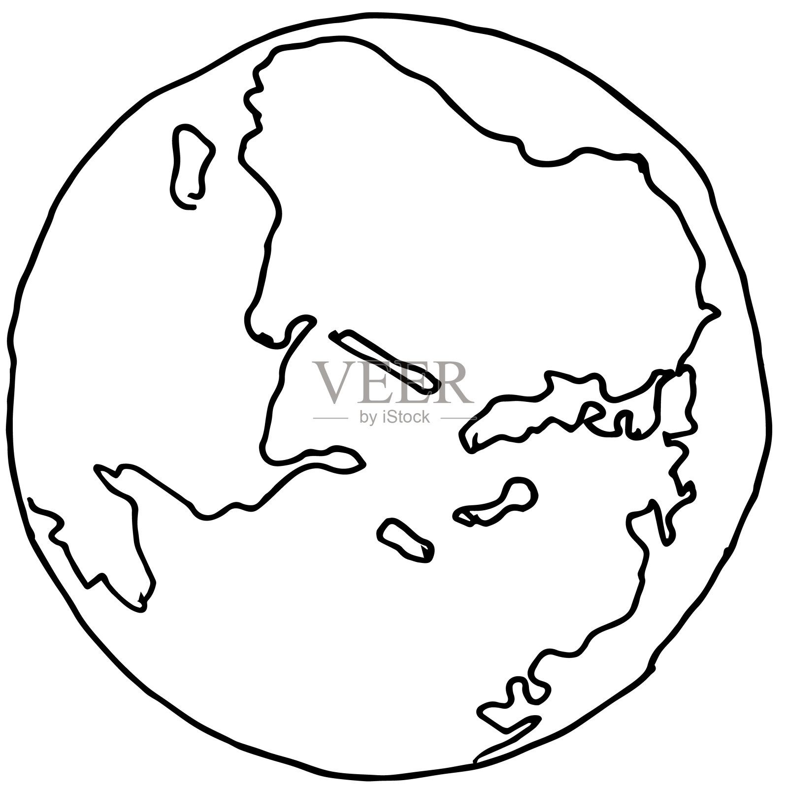 地球的图画。在白色背景上手绘。插画图片素材