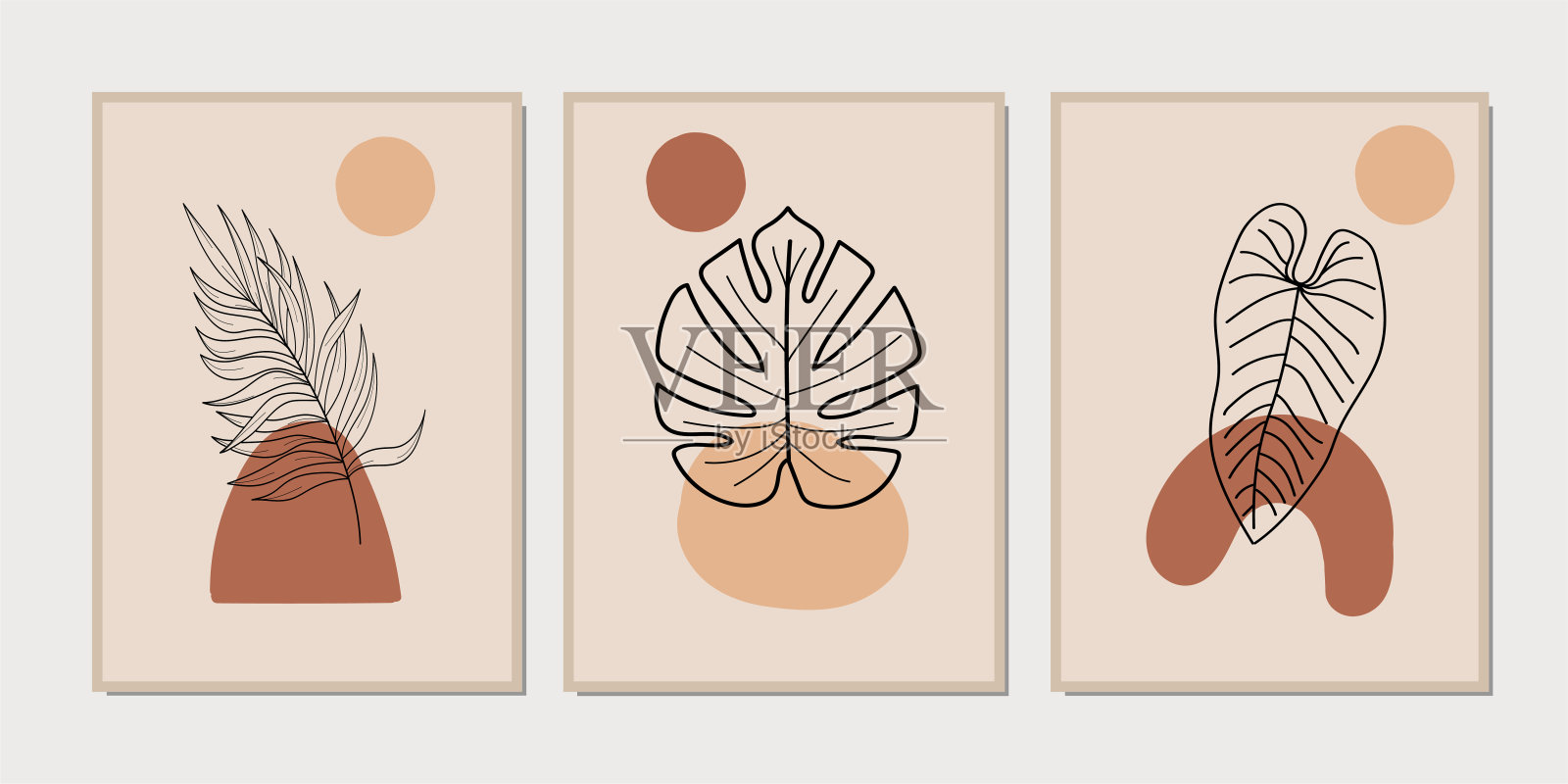 画廊墙艺术套3打印极简主义打印。插画图片素材