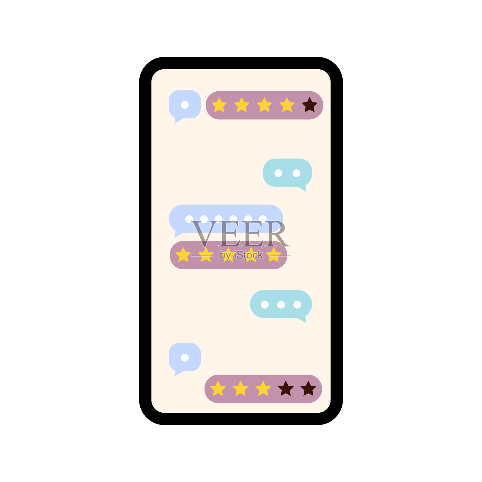 对智能手机的反馈和在线评价，报告和评估插画图片素材