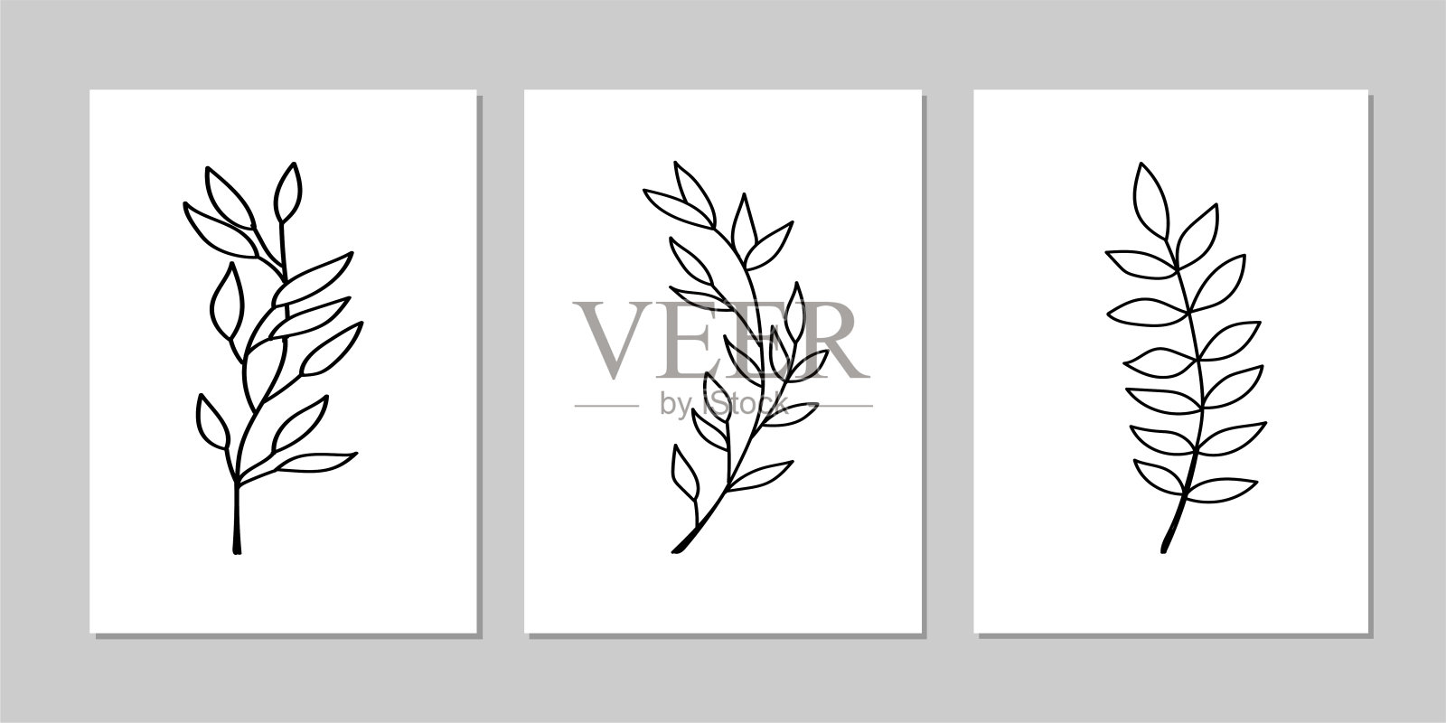 画廊墙艺术套3打印极简主义打印。插画图片素材