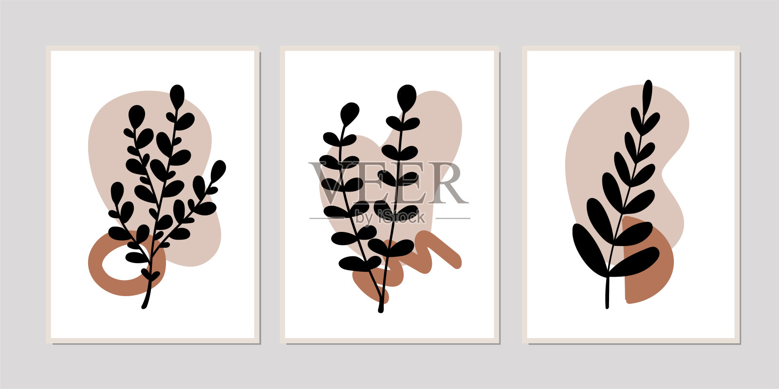 画廊墙艺术套3打印极简主义打印。插画图片素材