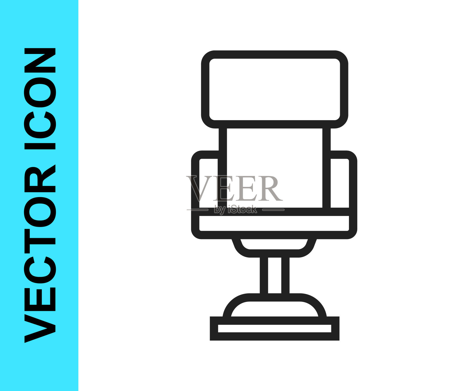 黑线办公椅图标孤立在白色背景。向量插画图片素材