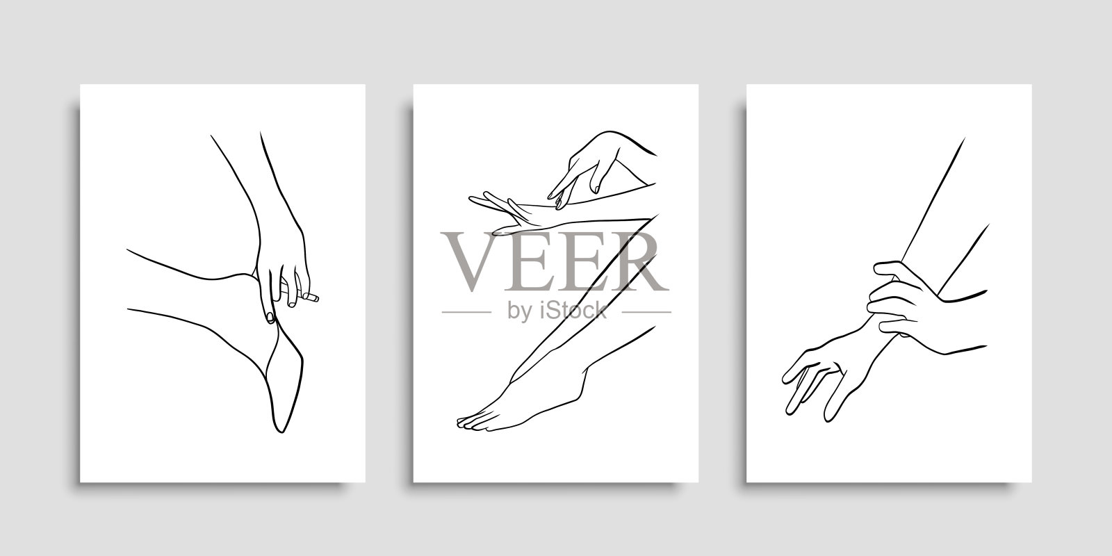 最小和抽象的连续直线矢量图像绘制。设计元素图片