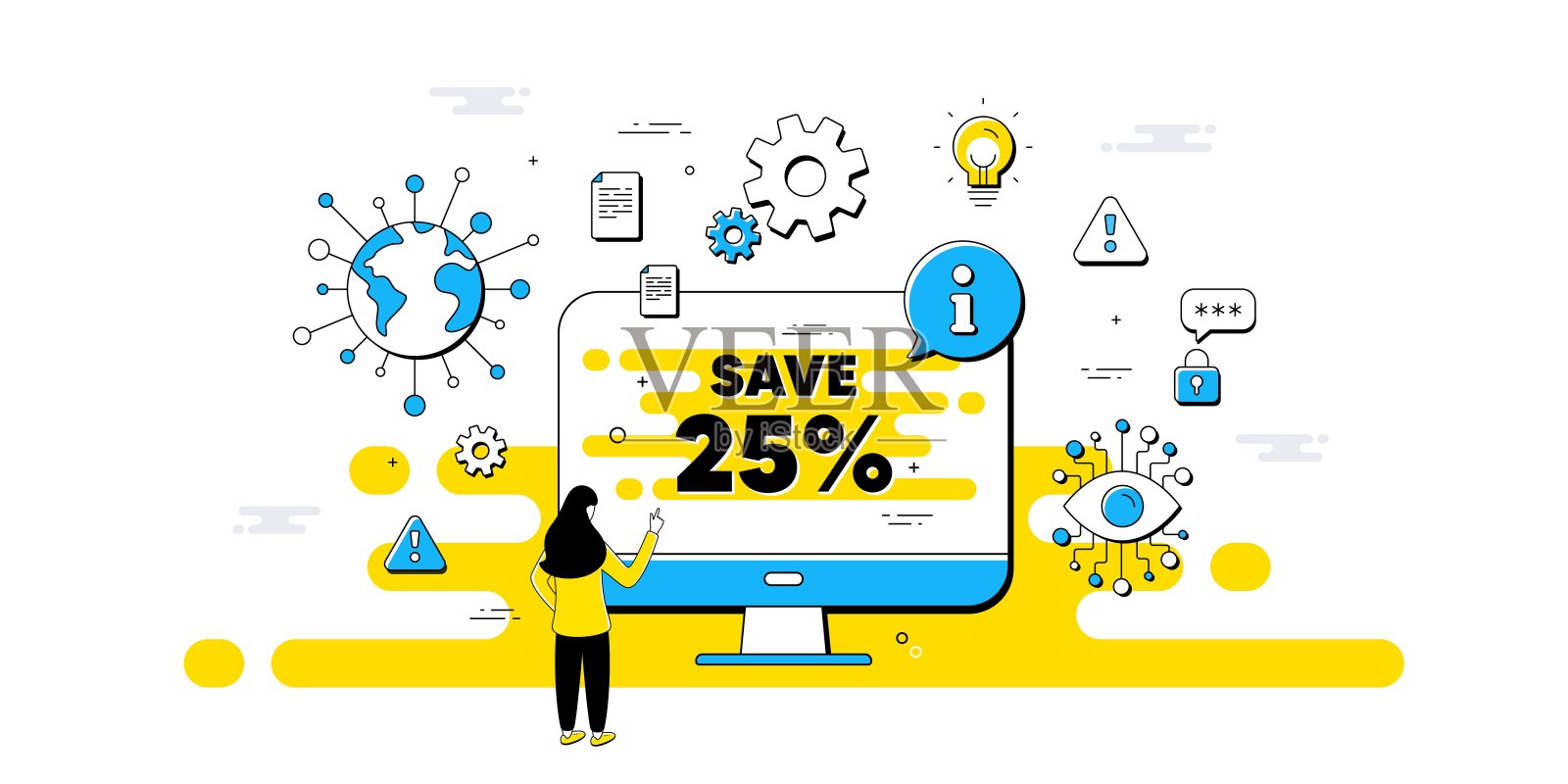 省25折。销售折扣，报价签。向量插画图片素材