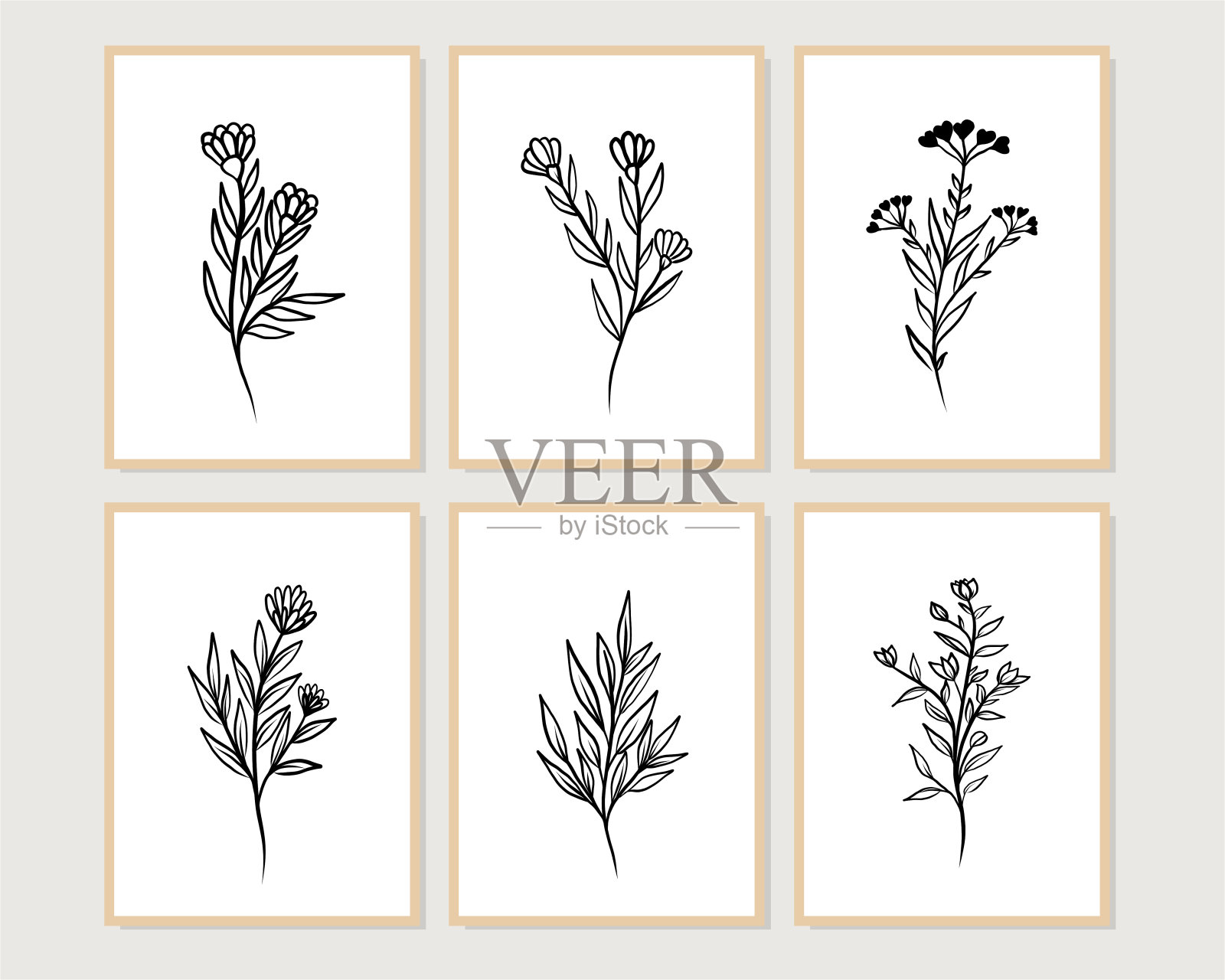 一套创造性极简主义手绘插图插画图片素材