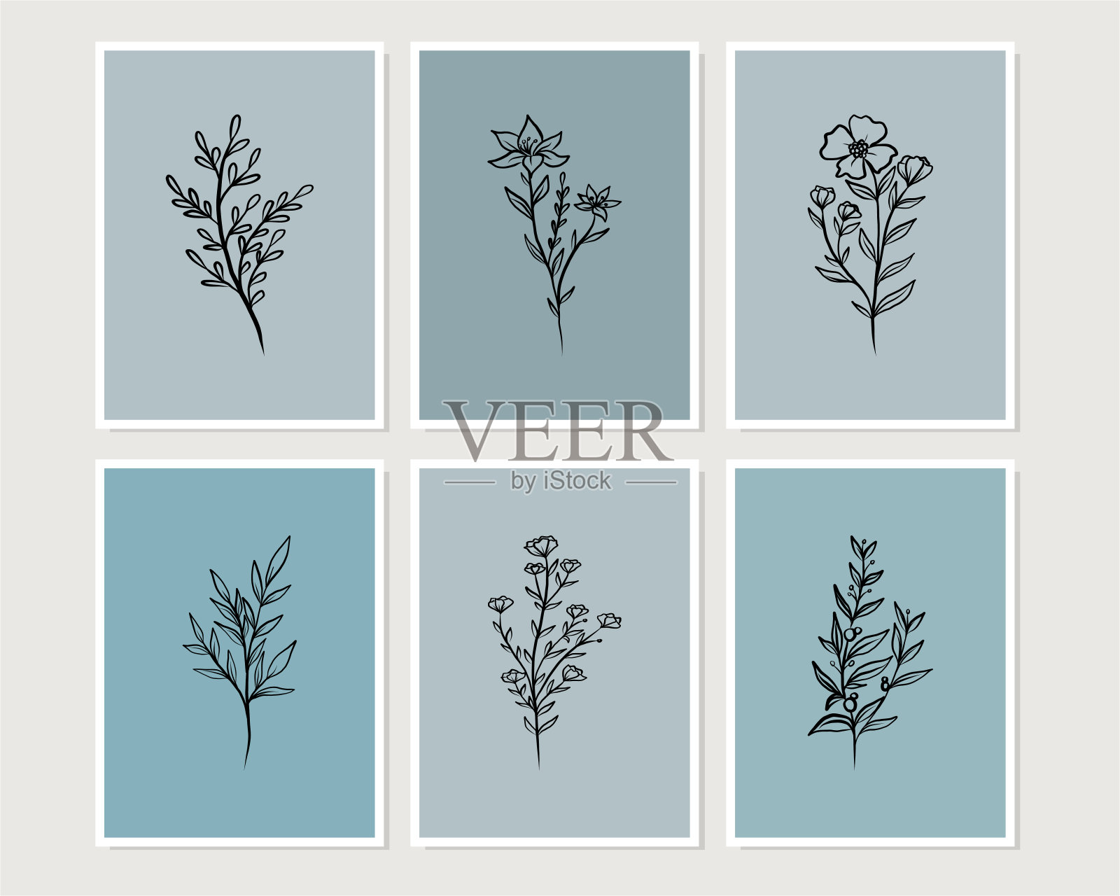 一套创造性极简主义手绘插图插画图片素材