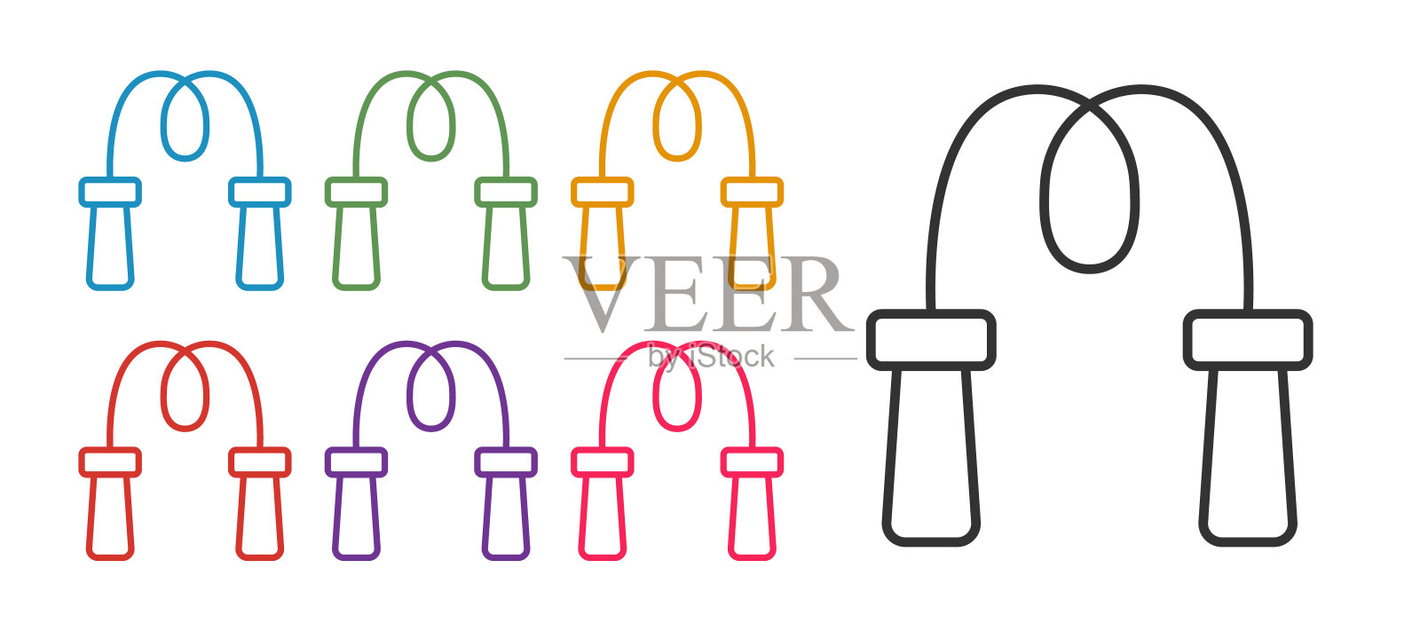 跳绳图标被隔离在白色背景上。跳绳。运动设备。设置图标丰富多彩。向量插画图片素材