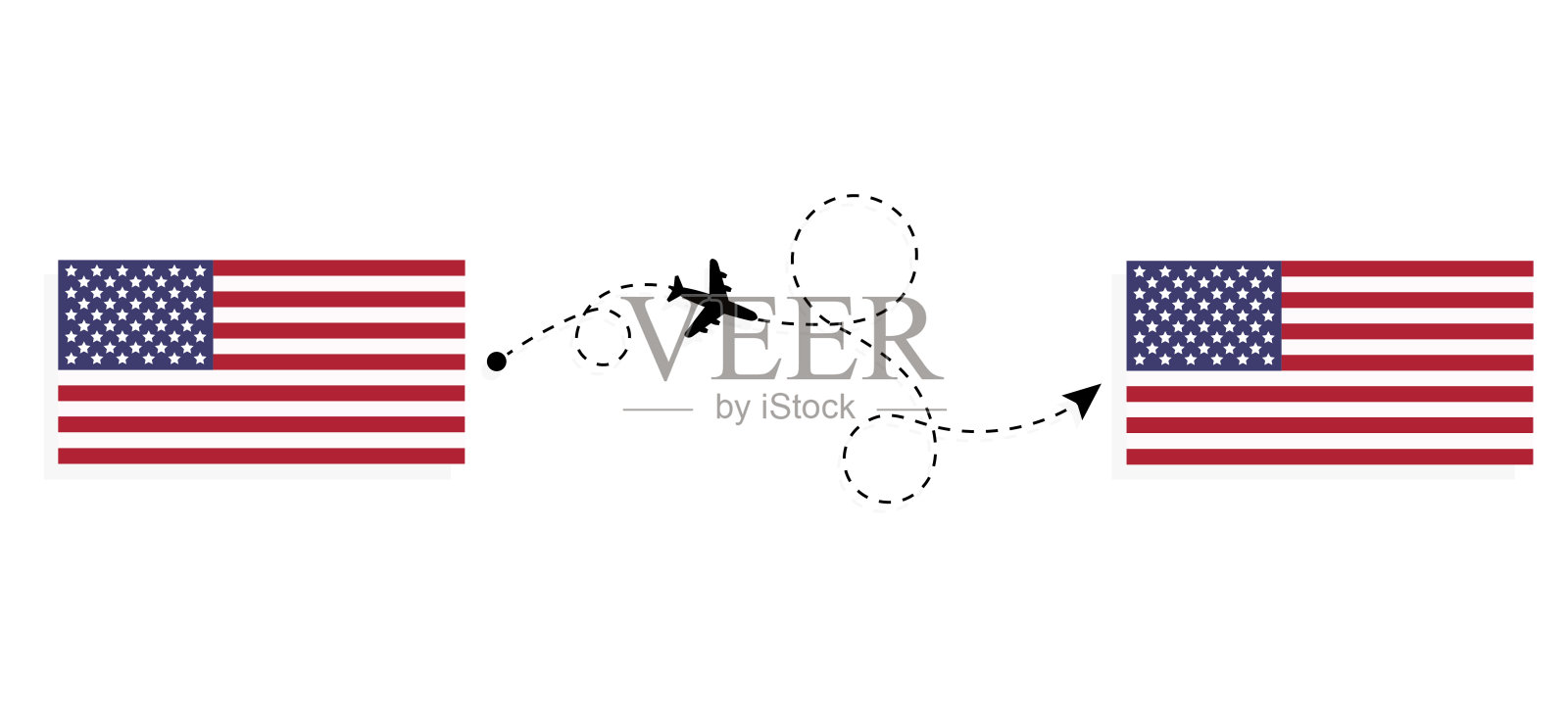 乘客机从美国飞往美国的旅行理念插画图片素材