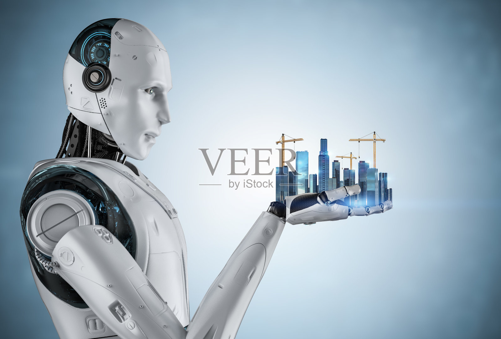 智能城市与机器人，发展城市照片摄影图片