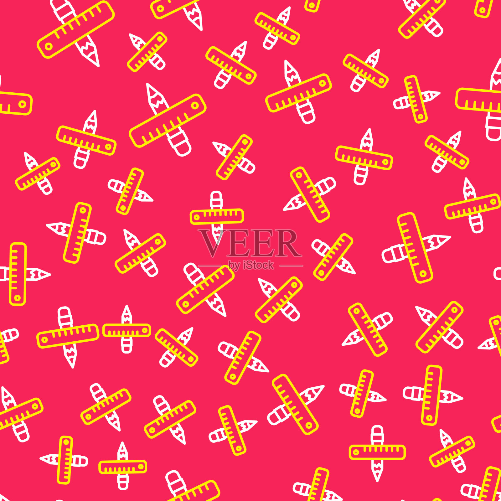 划线划线标尺和铅笔图标孤立插画图片素材