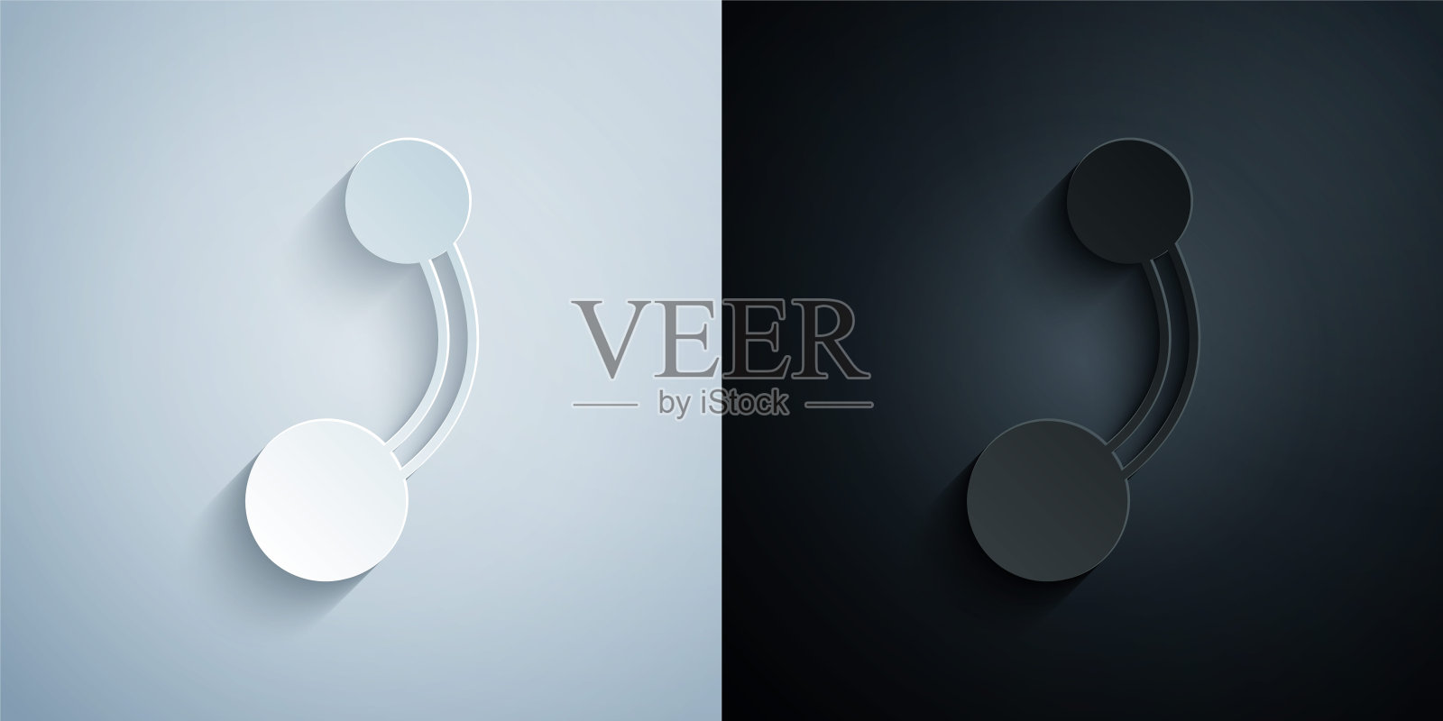 剪纸穿孔图标孤立在灰色和黑色的背景。纸艺术风格。向量插画图片素材