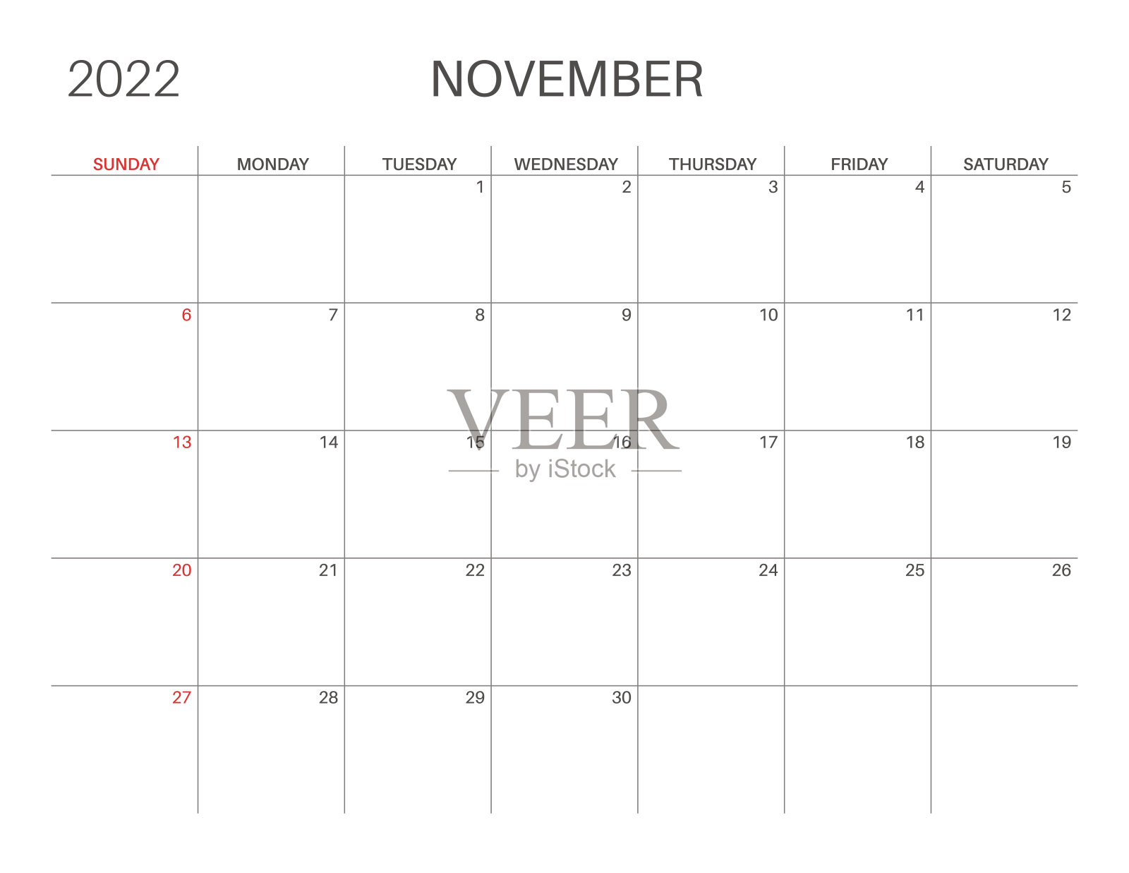 计划者的日历模板。2022年日历。设计模板素材