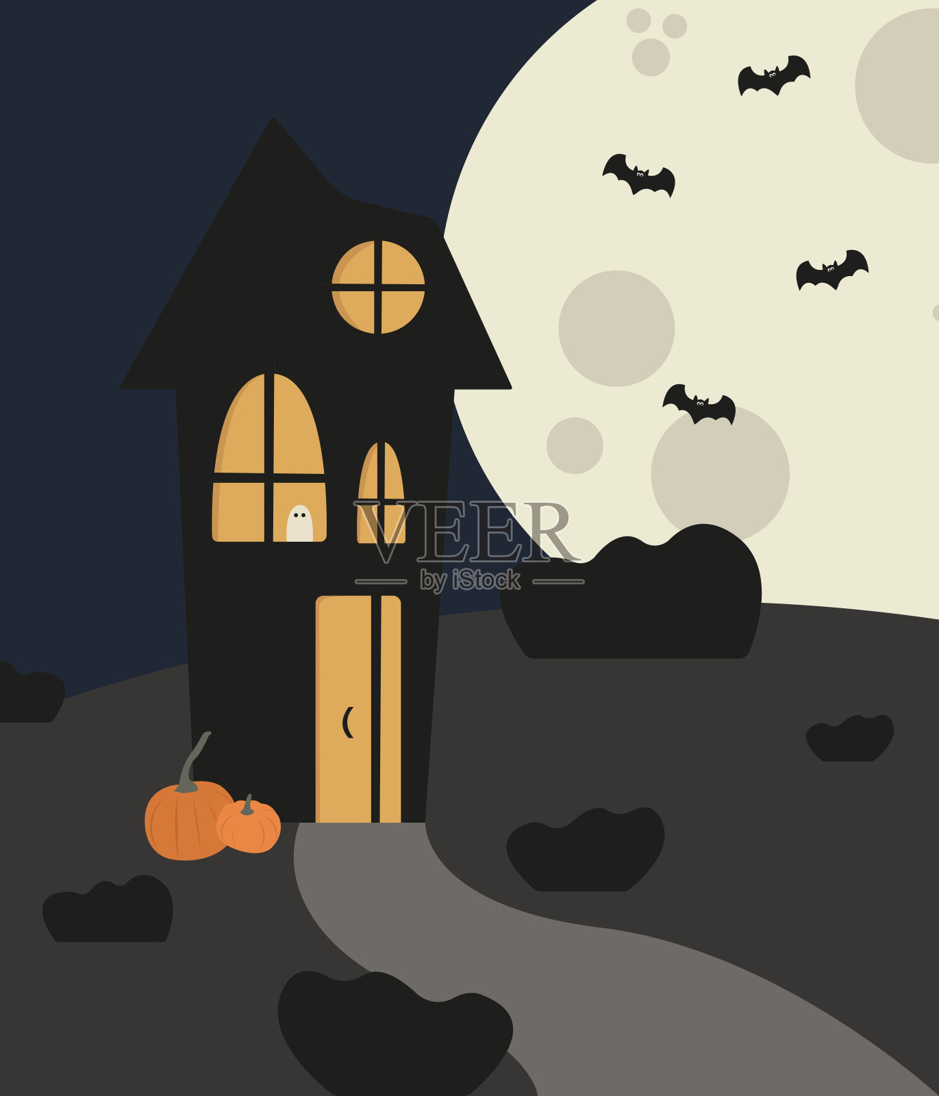 万圣节的景观插画图片素材