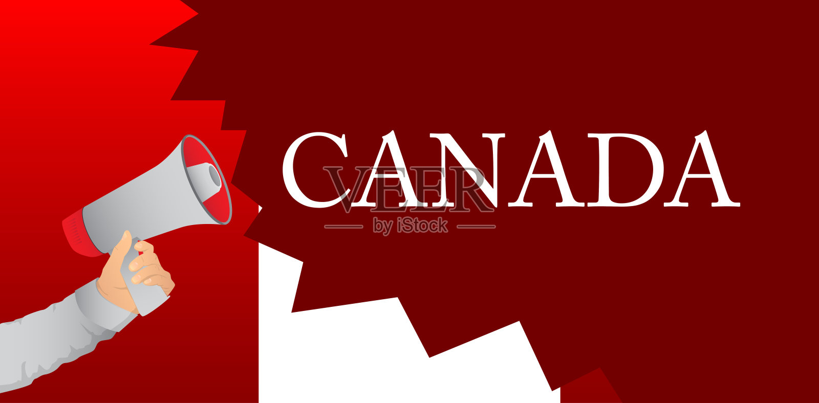 带有“加拿大”字样的复古扩音器。插画图片素材