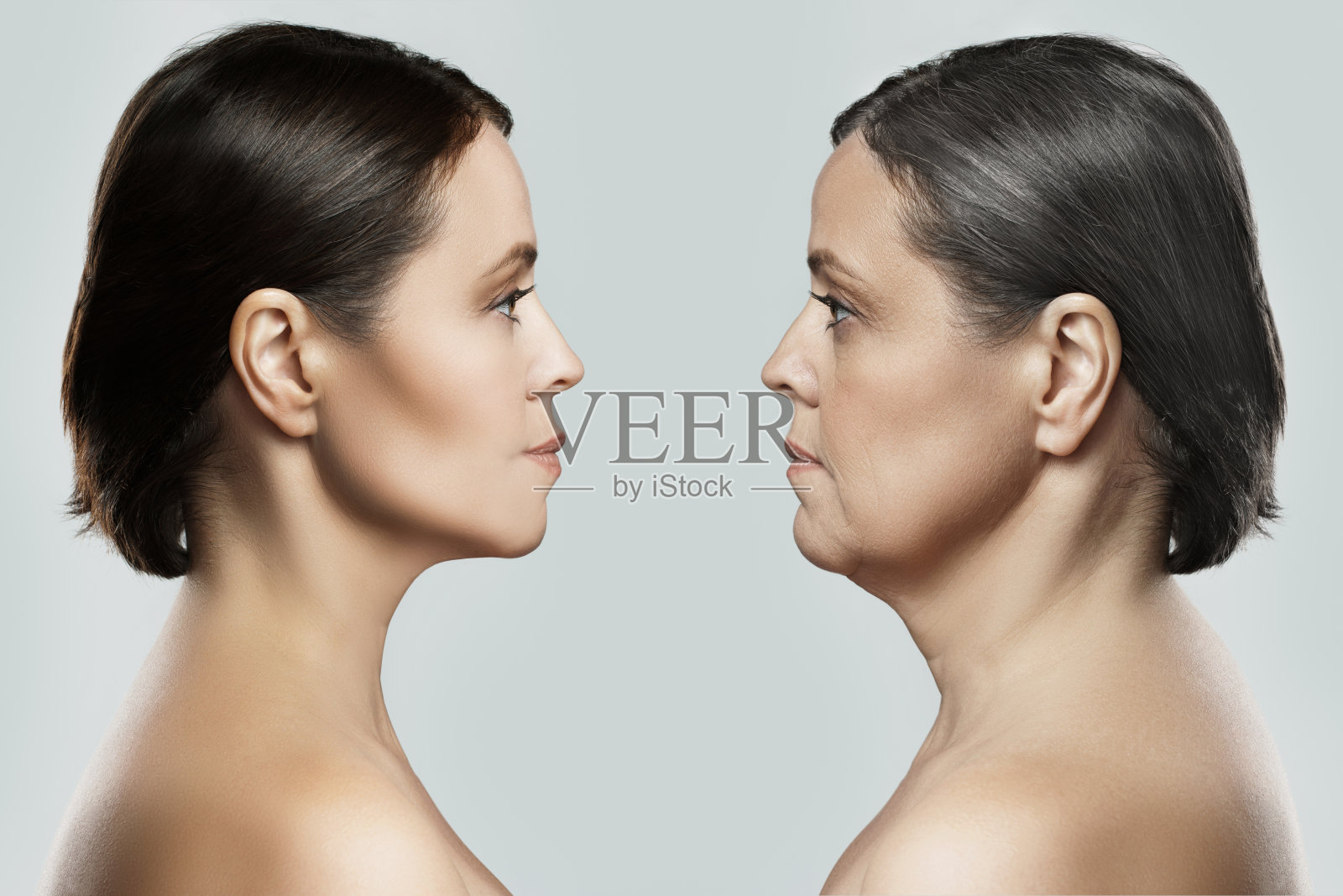 年轻人和老年人的比较照片摄影图片