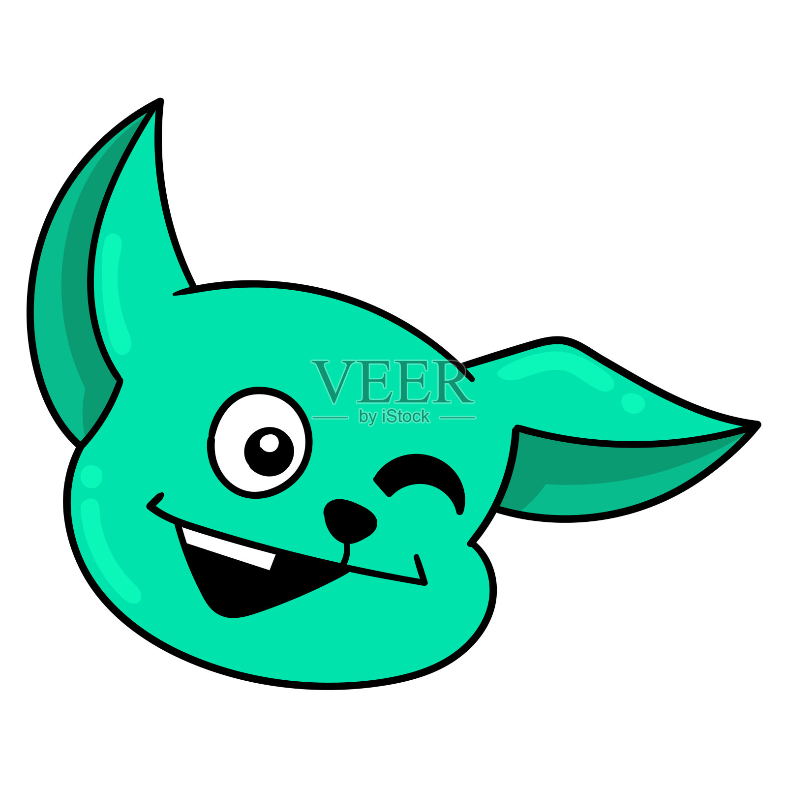 猫头是快乐的眨眼，矢量插图卡通表情。涂鸦画图标设计元素图片