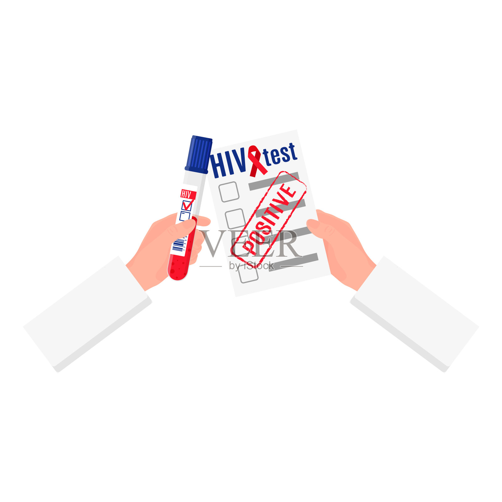 载体空白，阳性结果或血液检测艾滋病毒。插画图片素材