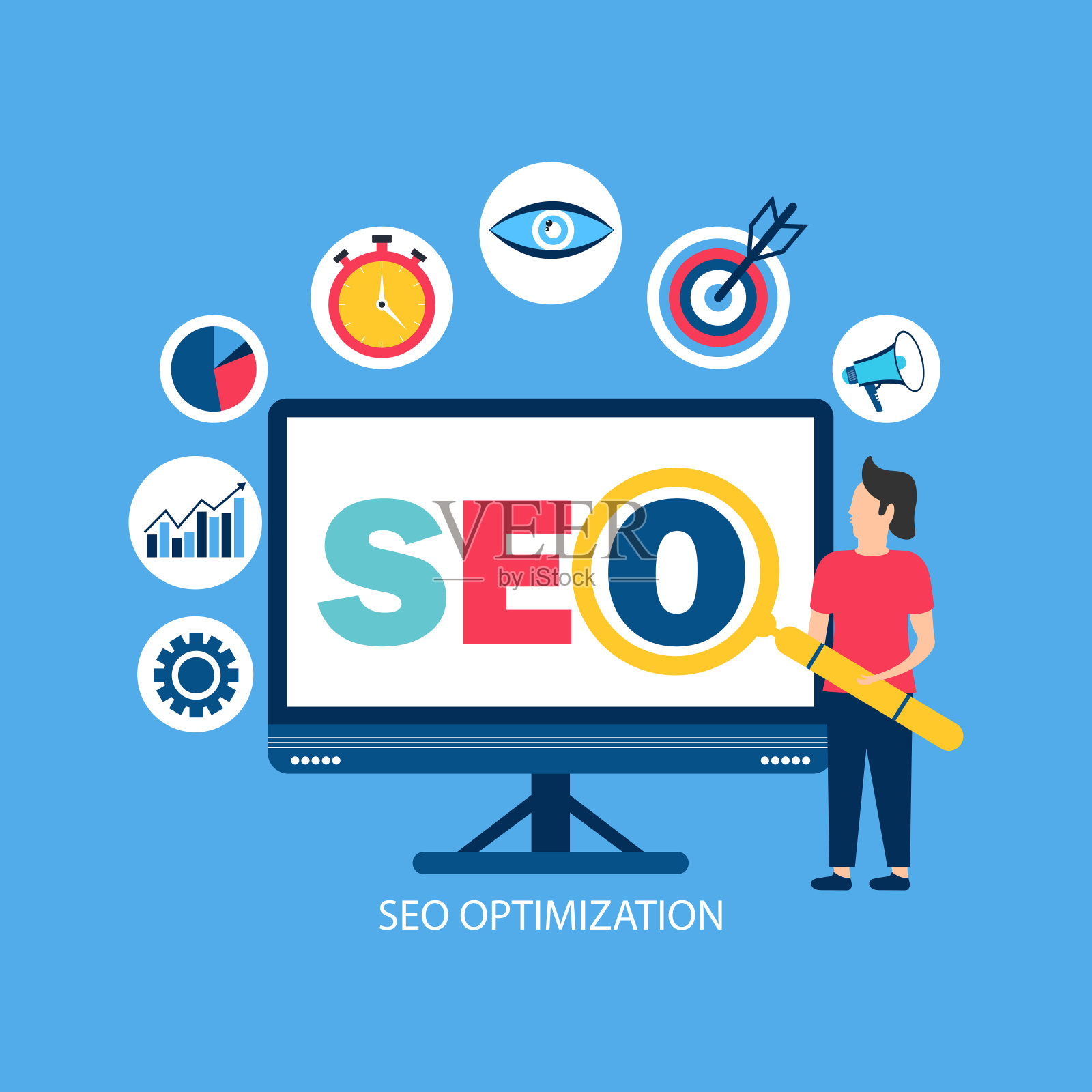 平面现代矢量概念Seo优化和分析插画图片素材