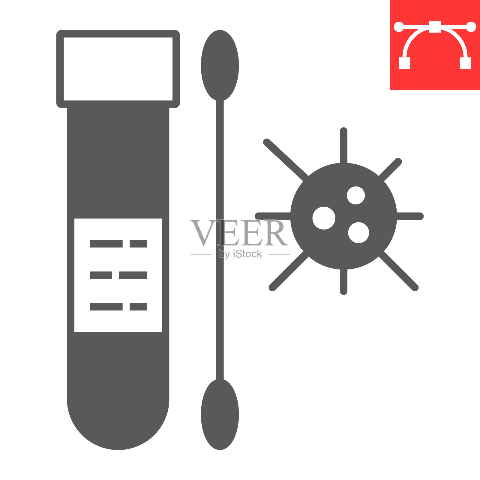 冠状病毒拭子测试字形图标图标素材
