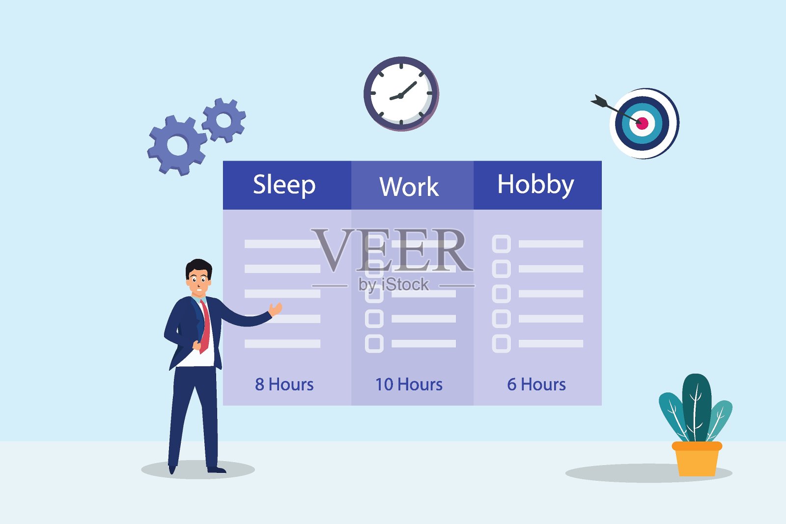 商人展示他的日程安排插画图片素材