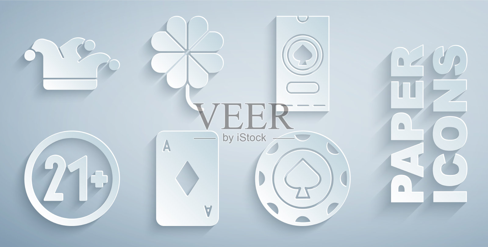 设置扑克牌与钻石赌场扑克图标素材