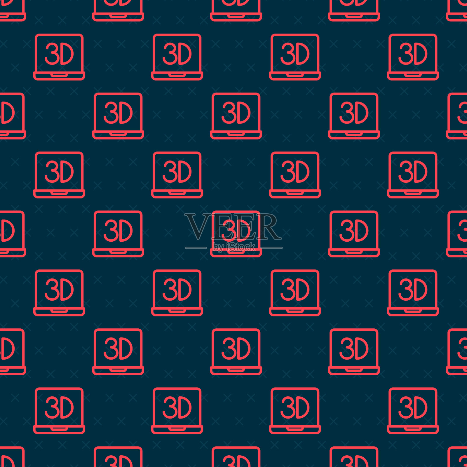 红线3d打印机图标隔离无缝模式插画图片素材