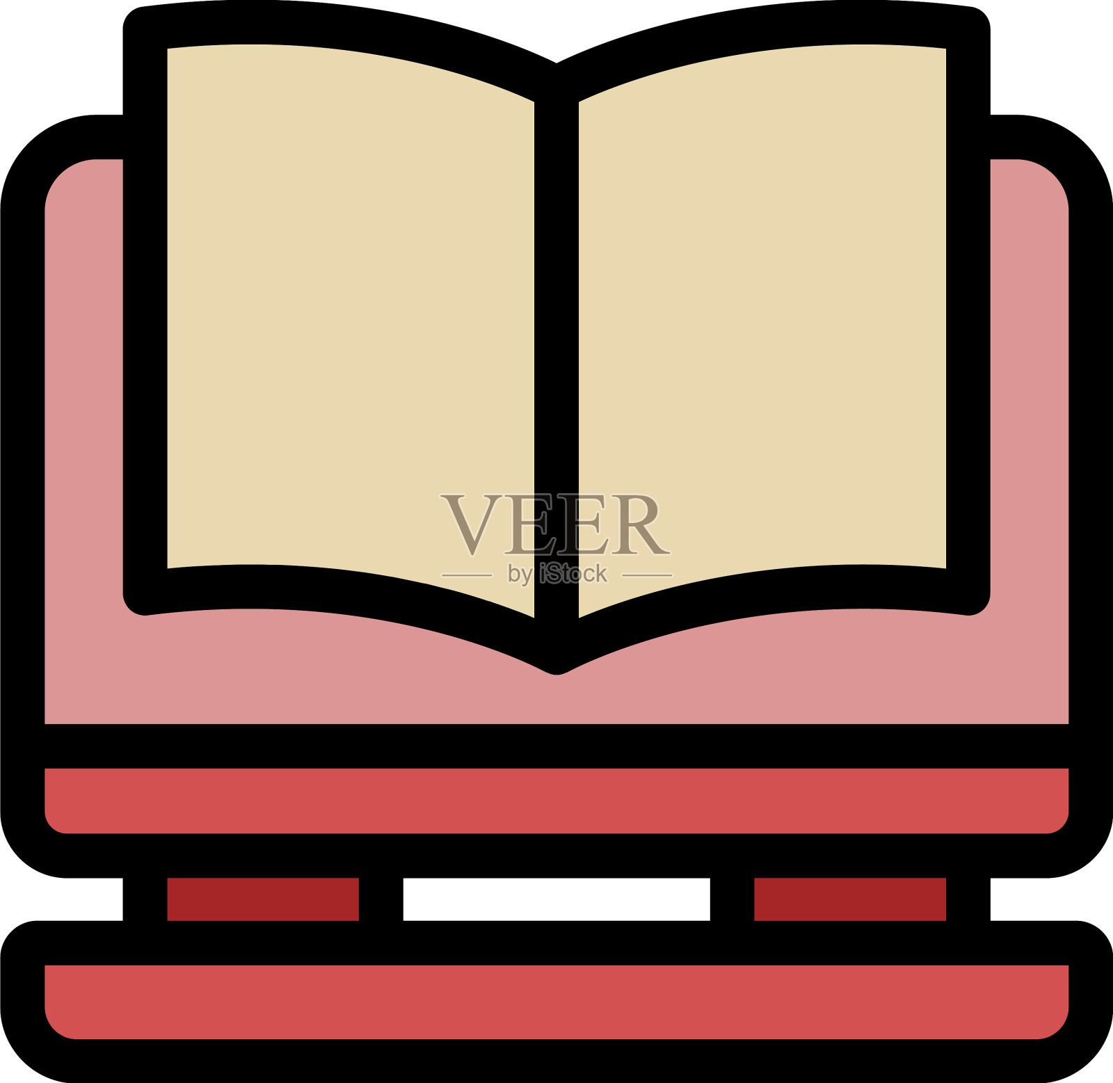 书在架子上图标颜色大纲插画图片素材