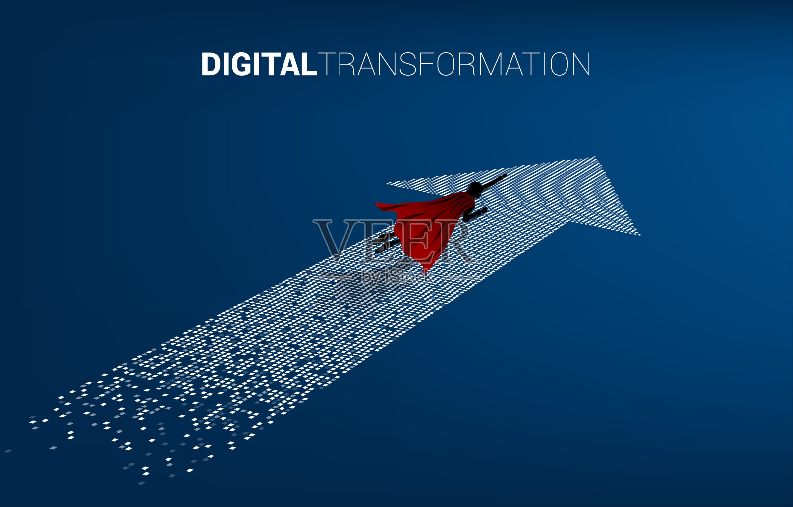 在箭头像素上飞行的轮廓。插画图片素材