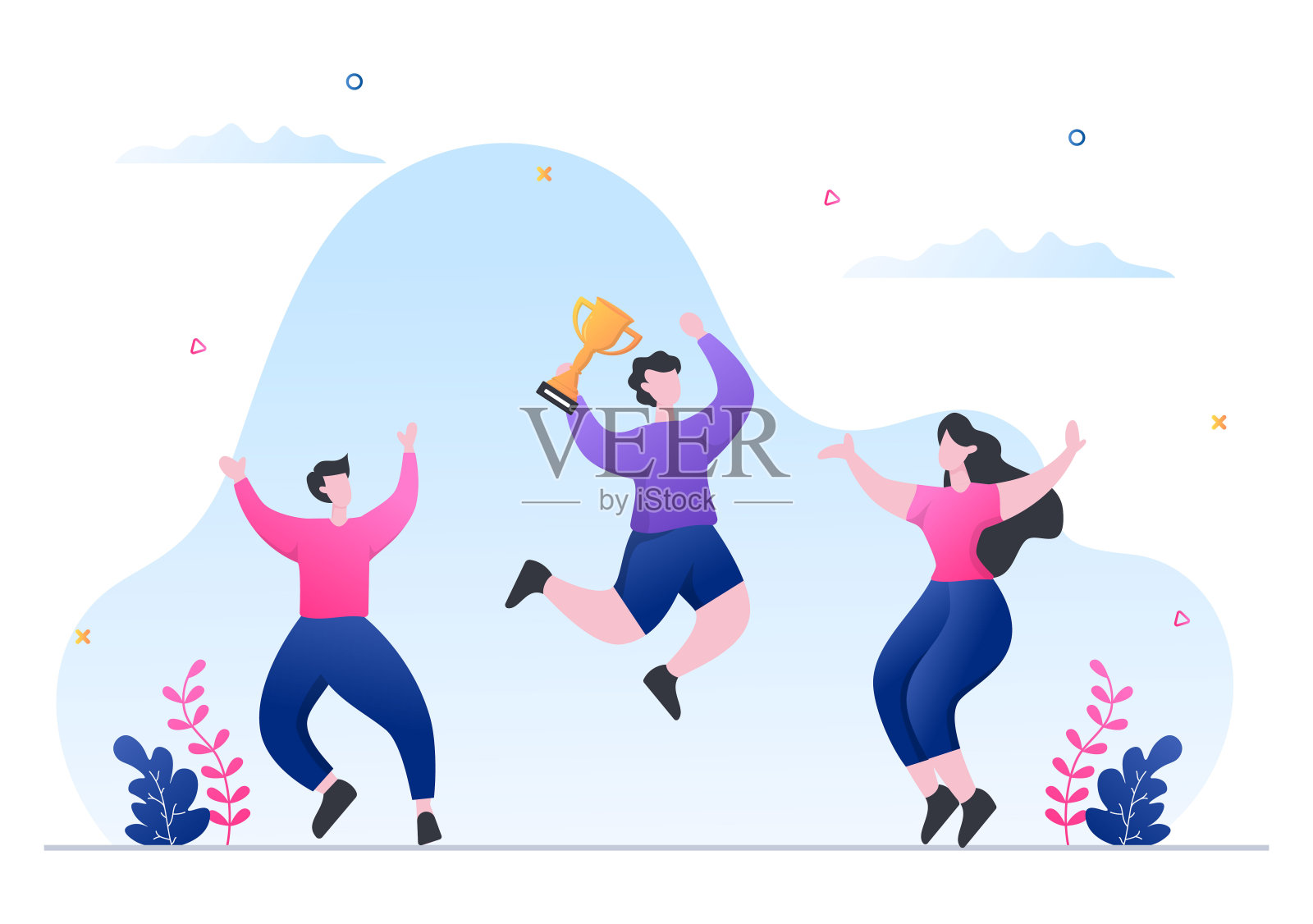 在平面矢量插图的业务发展过程，创新产品，启动，射箭和目标实现的启动目标插画图片素材