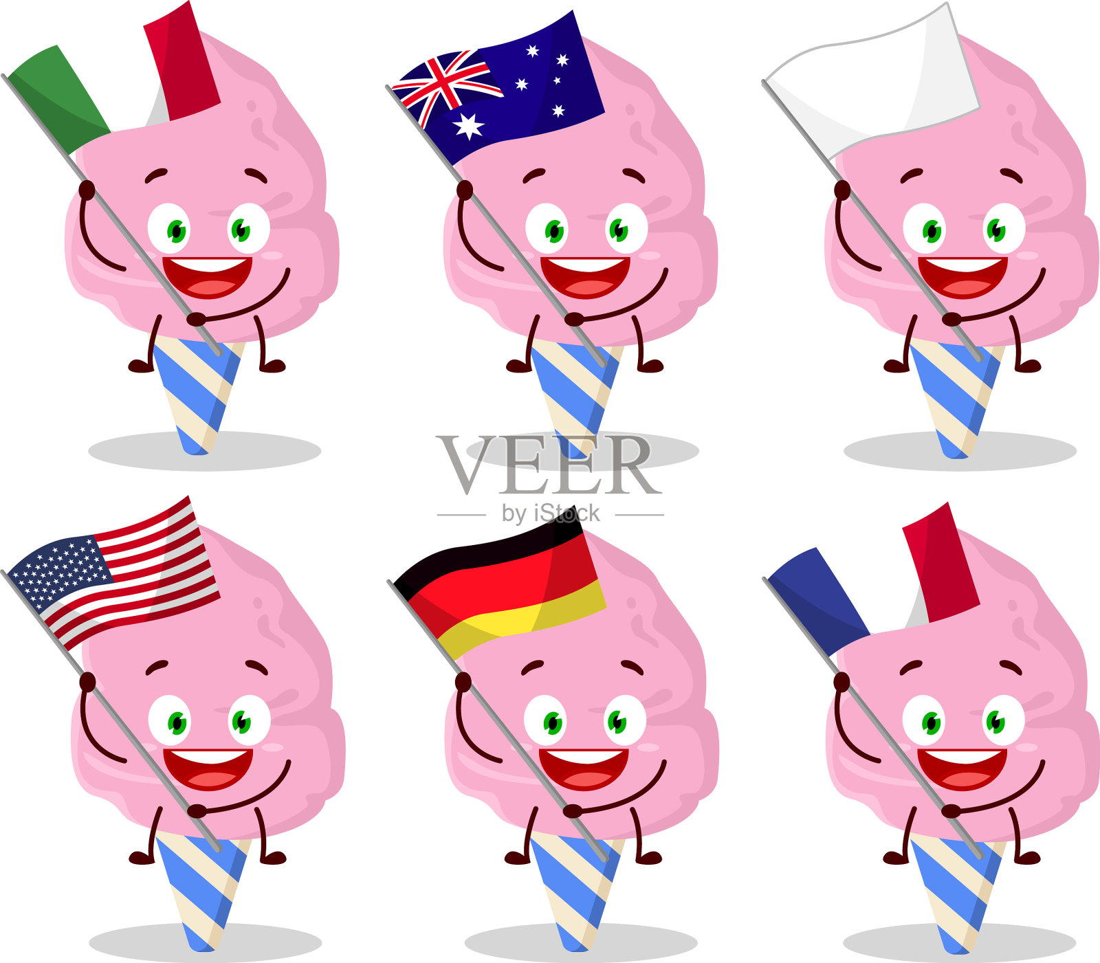 棉花糖草莓卡通人物带来插画图片素材