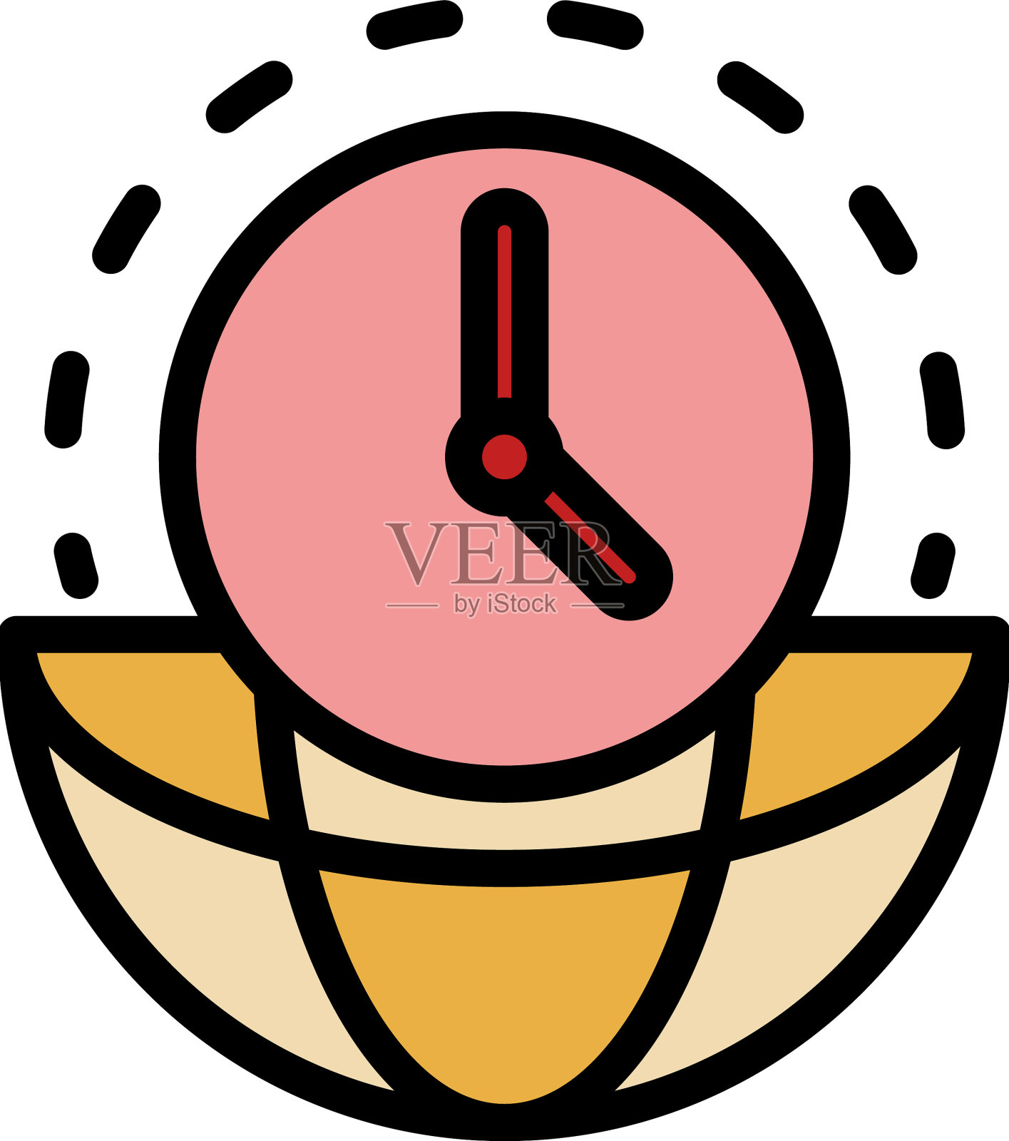 时钟和半球图标颜色轮廓插画图片素材