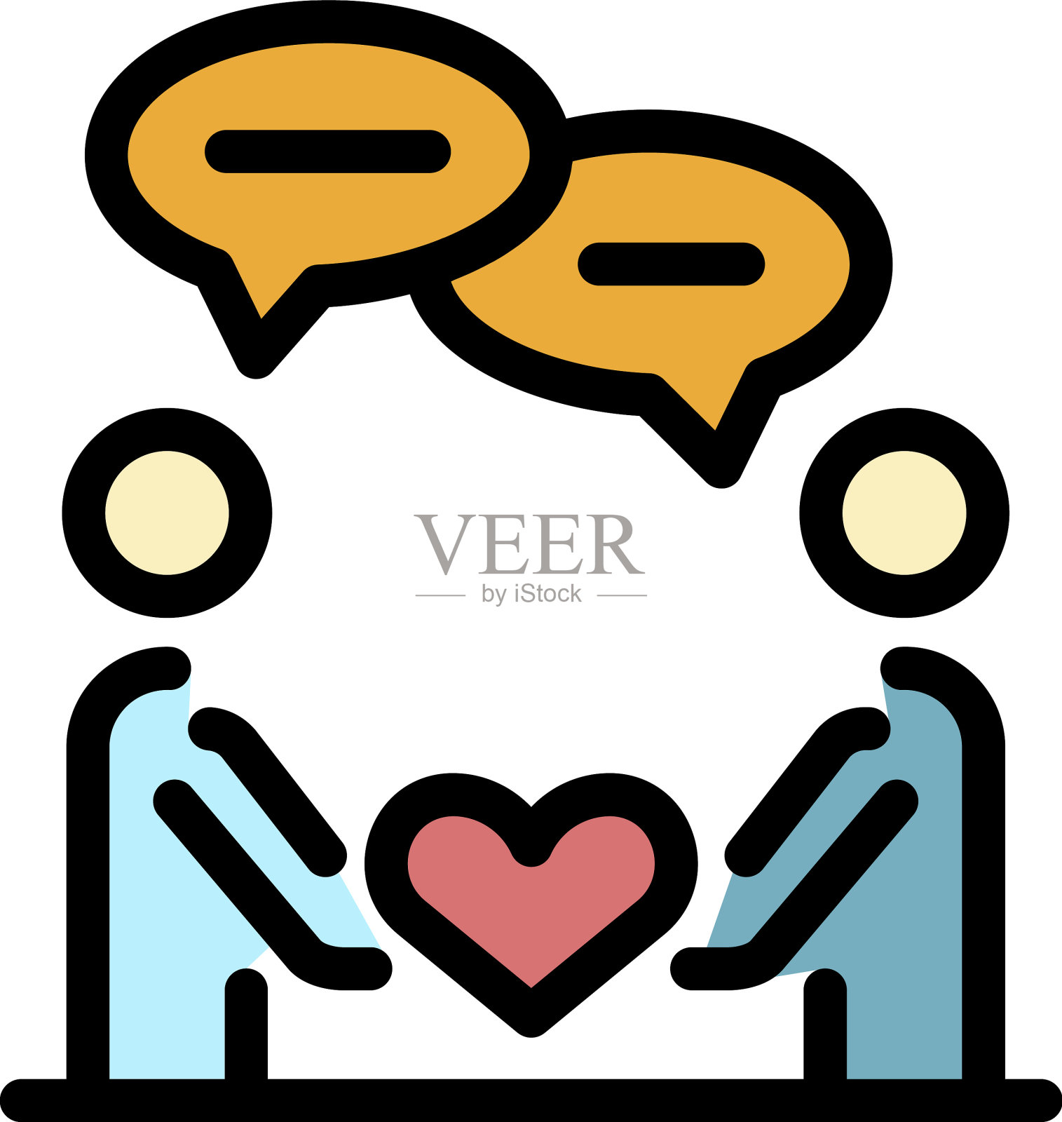 情侣感情图标颜色轮廓插画图片素材