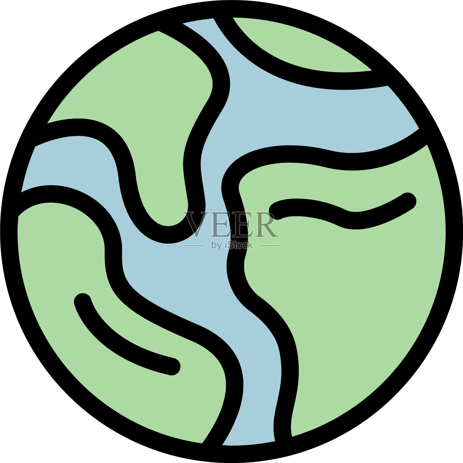 Safari地球图标颜色轮廓插画图片素材