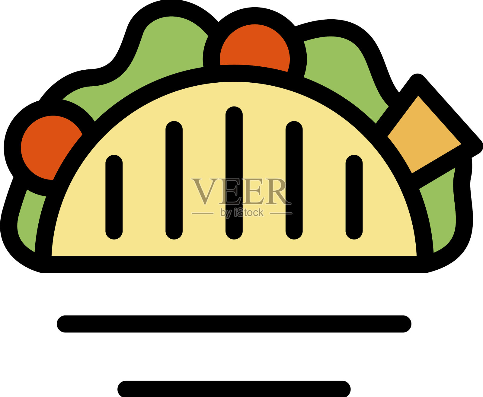 玉米卷食品图标颜色轮廓插画图片素材