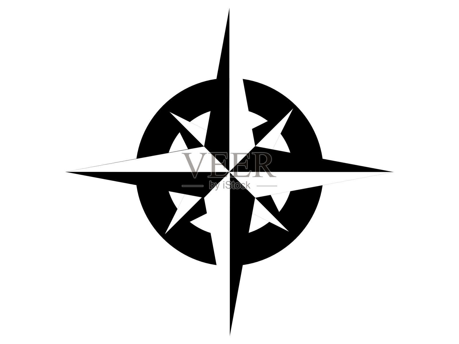 指南针，放置在一个固定的地方，用于定位自己，因为除了表明风向，它还表明基点，北，南，东和西。设计元素图片