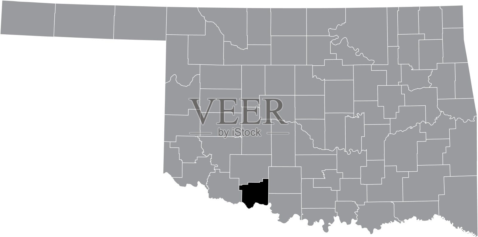 美国俄克拉何马州科顿县的位置地图插画图片素材