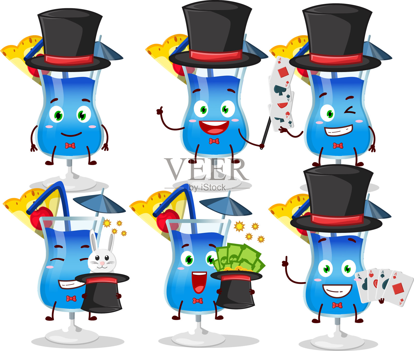 一个蓝色的夏威夷魔术师卡通人物表演设计元素图片