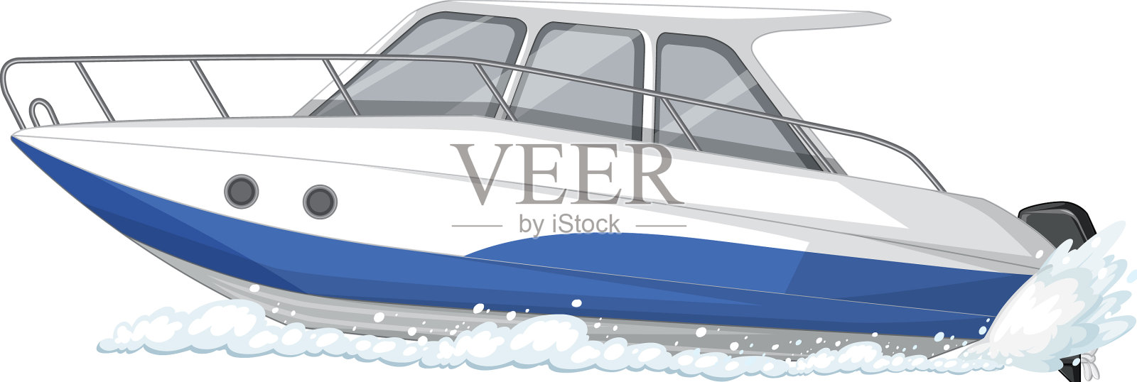 快艇或摩托艇被隔离在白色上设计元素图片