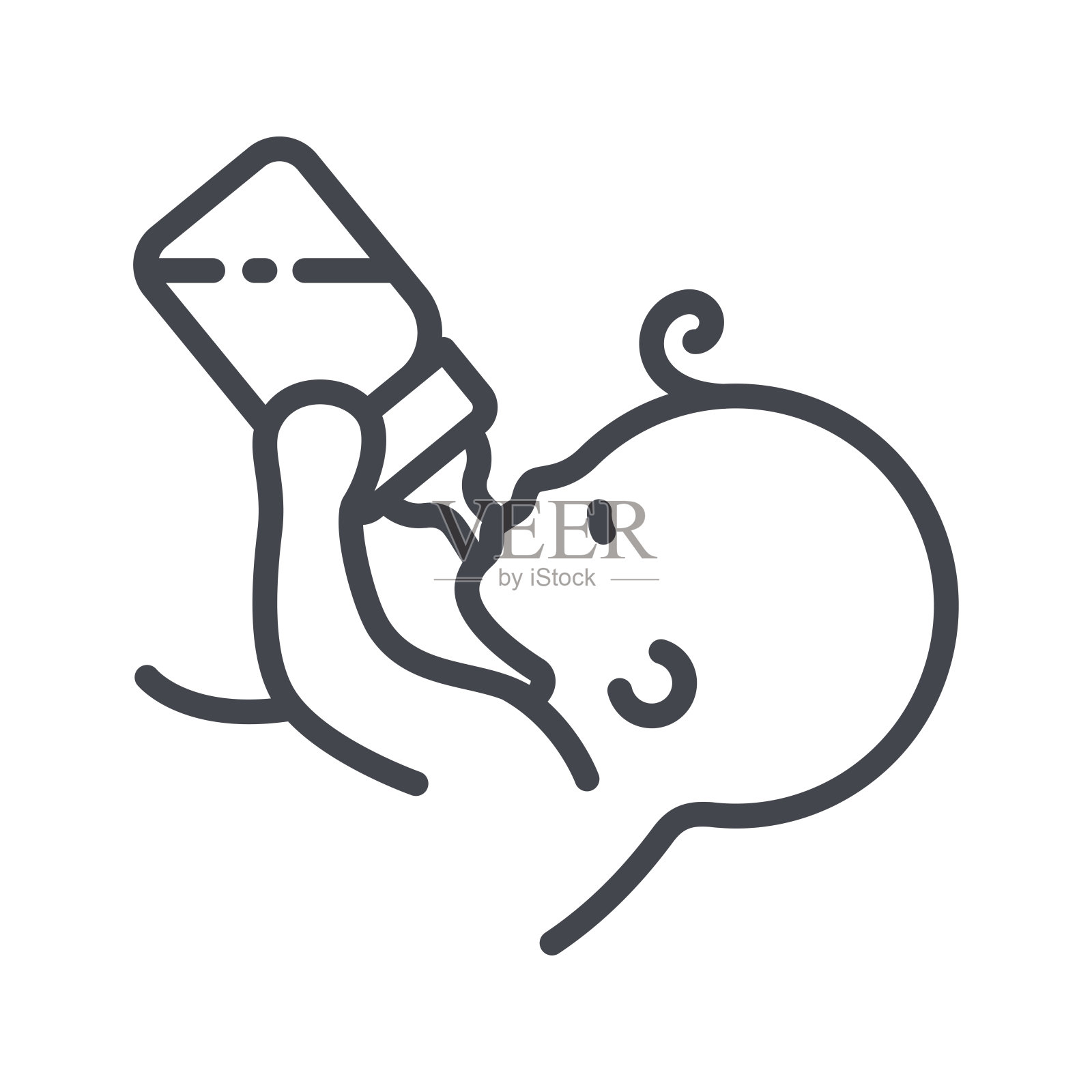 新生儿正在用奶嘴喝奶瓶里的牛奶插画图片素材