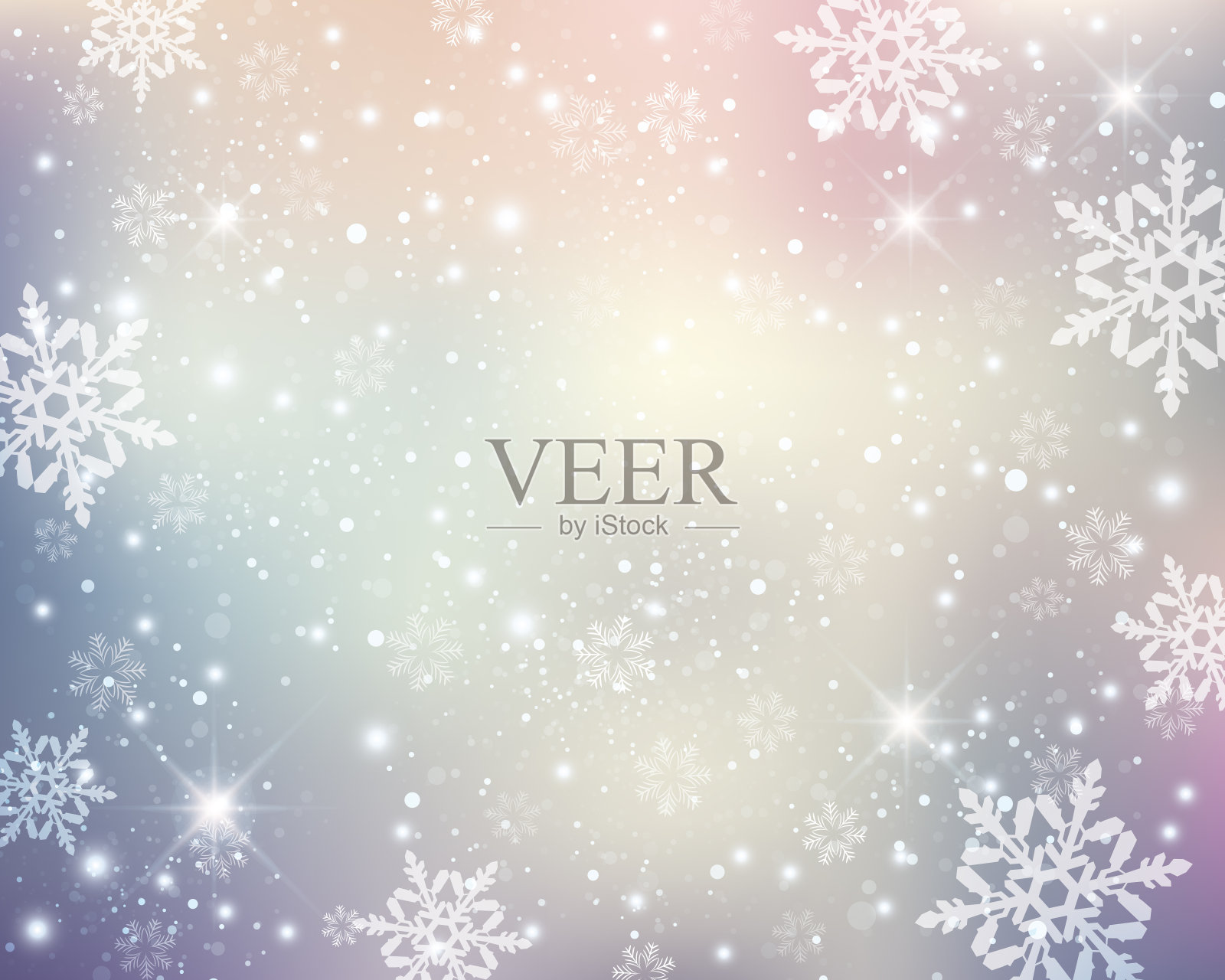 灯光和模糊背景与雪花插画图片素材