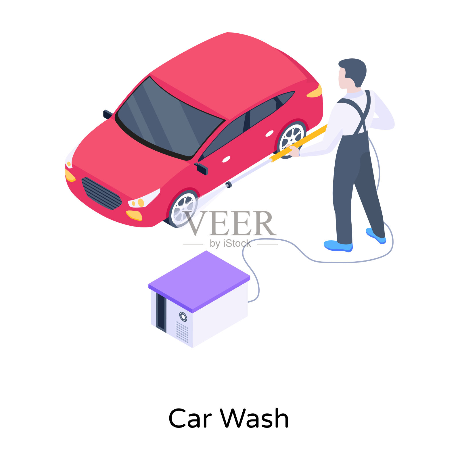 洗车插画图片素材