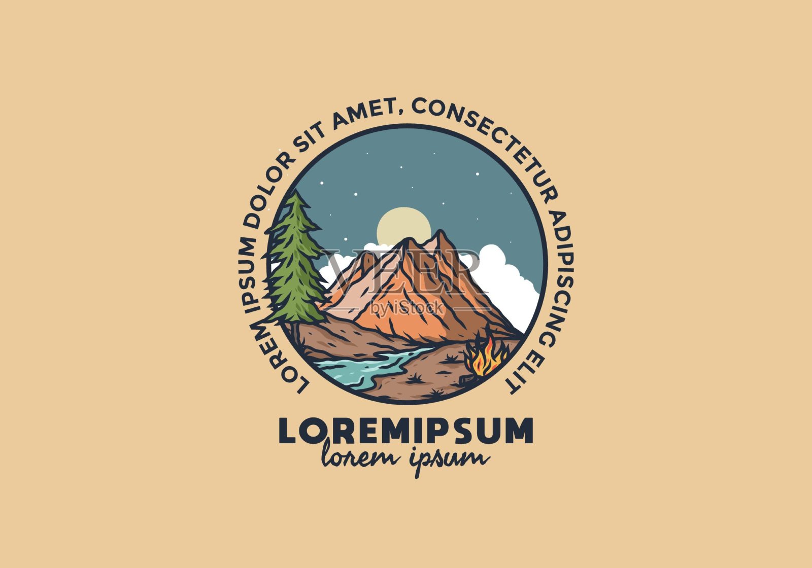 河山插画设计插画图片素材