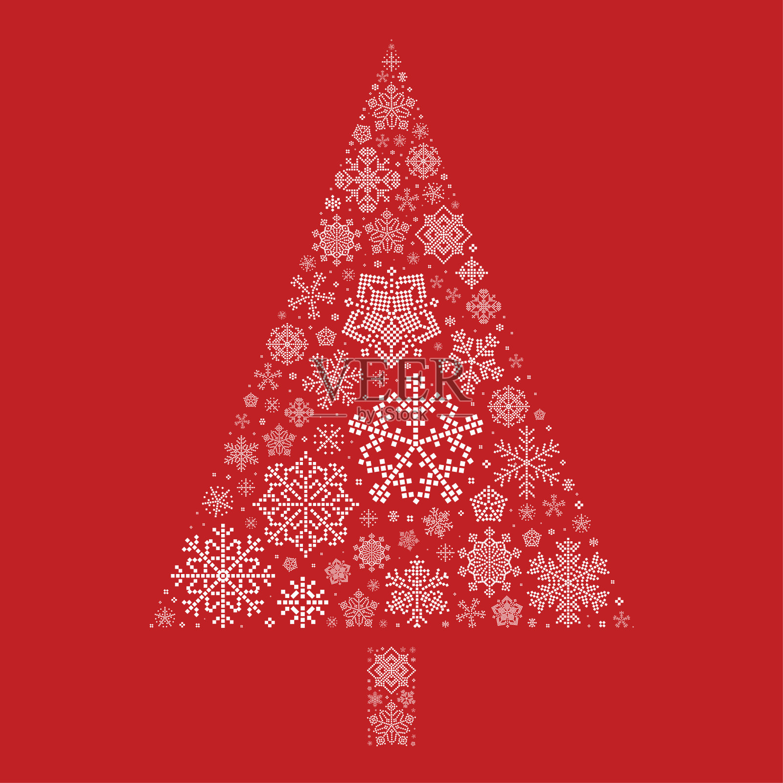 用雪花做的圣诞树贺卡插画图片素材