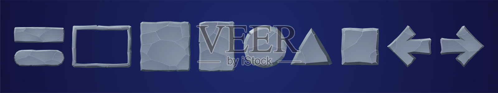 石头游戏平板，卡通界面牌匾集插画图片素材