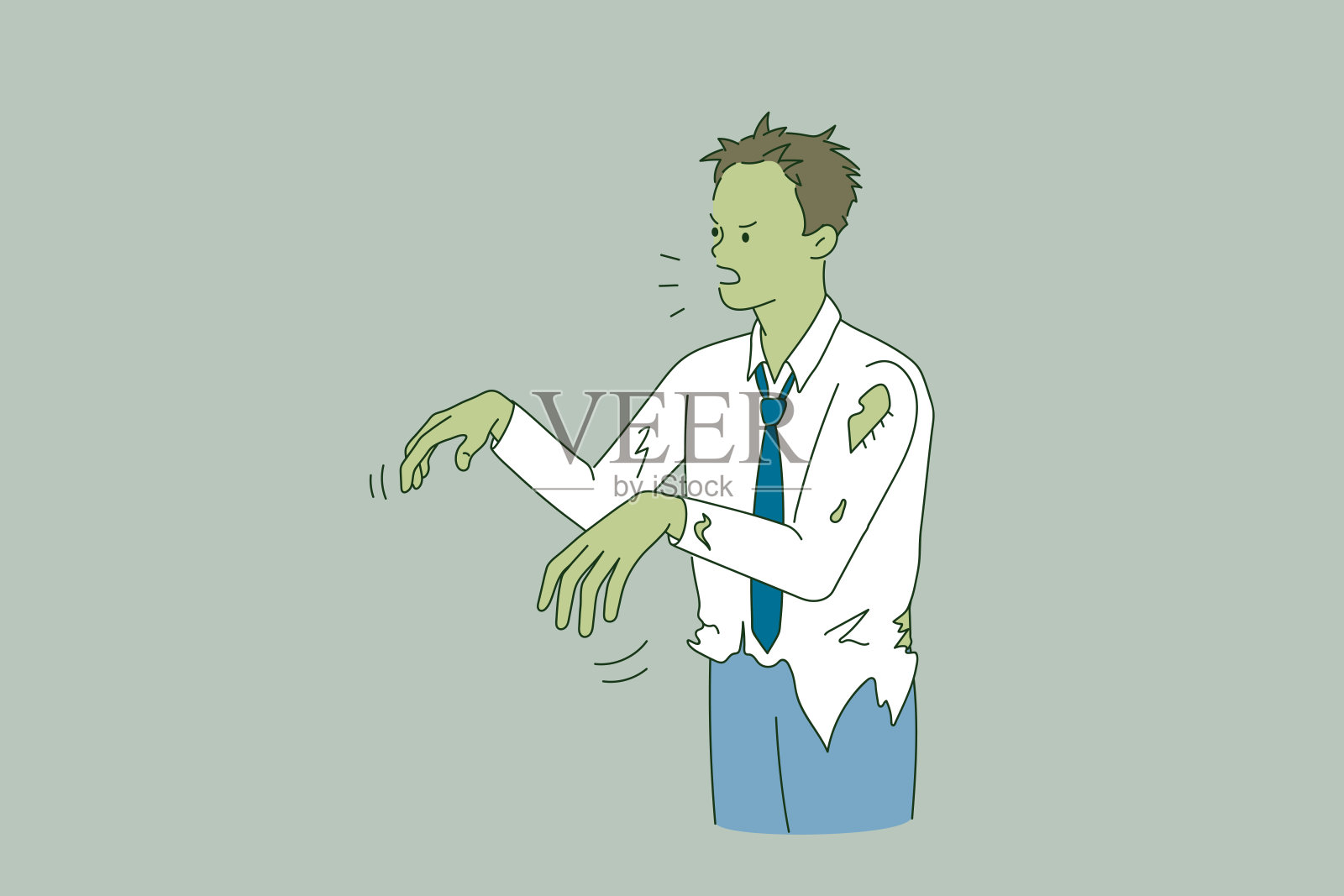 压力疲劳和感觉僵尸概念插画图片素材