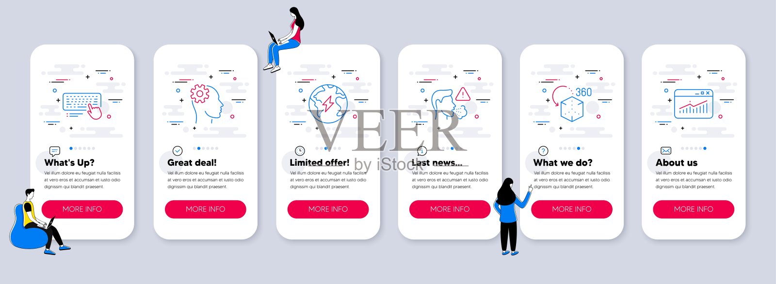 一套科学图标，如增强现实，工程，电力。向量插画图片素材