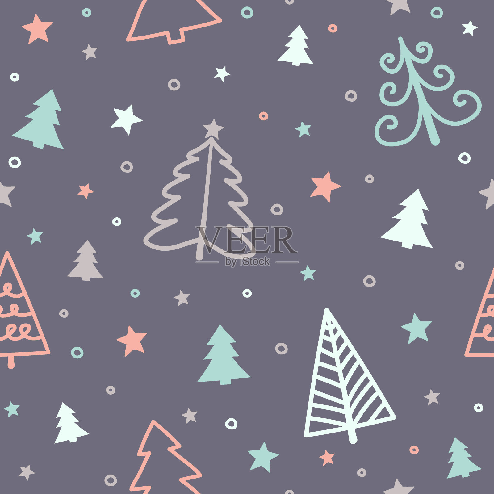 图案与圣诞树。壁纸的概念。向量插画图片素材
