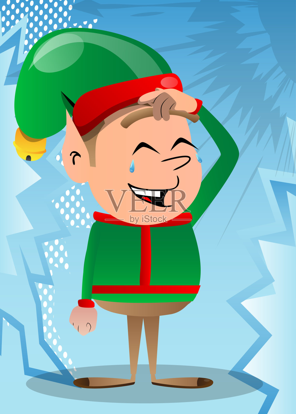 圣诞精灵困惑不解，搔着头。设计元素图片