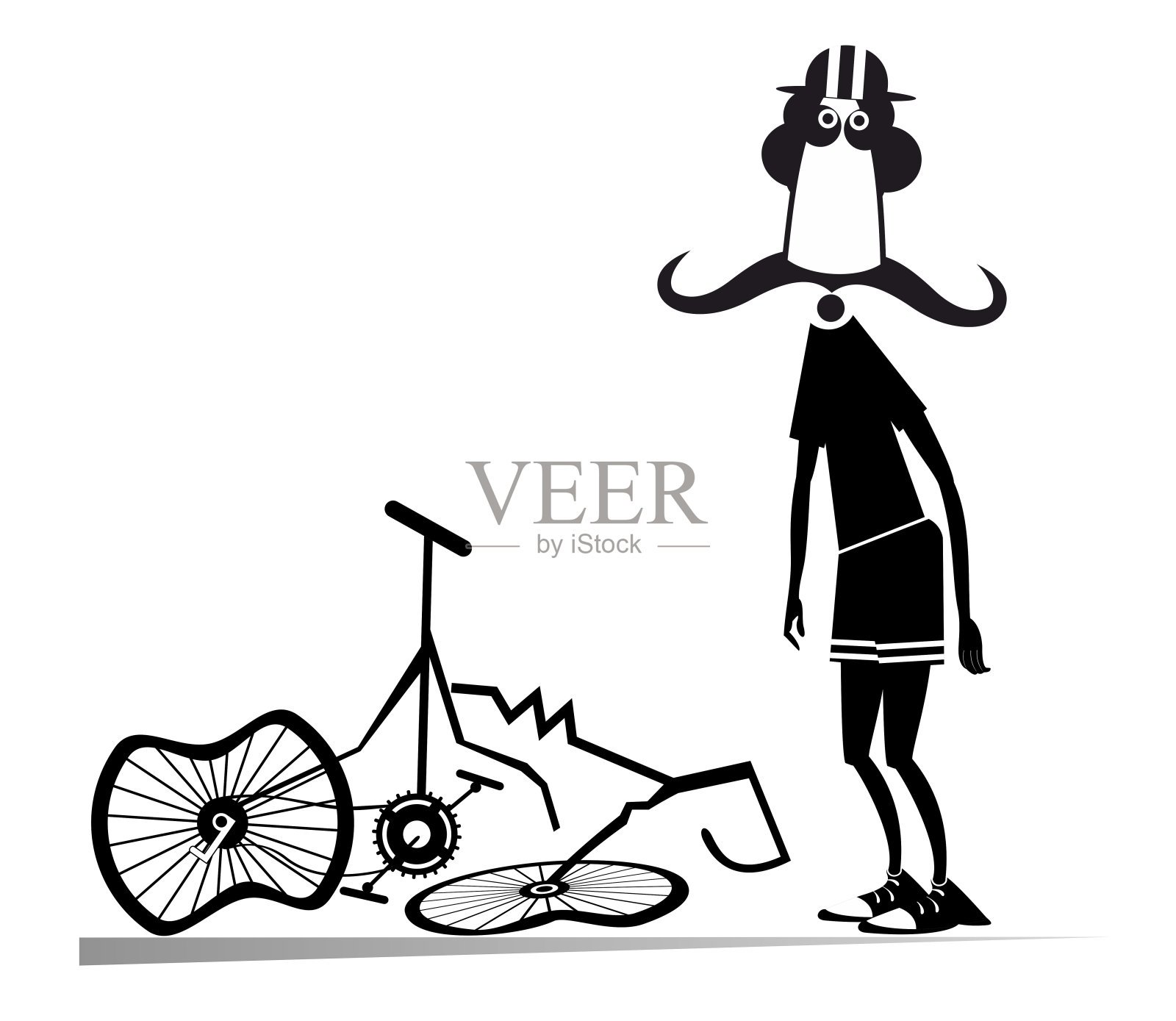 自行车和一辆破自行车孤立的插图插画图片素材